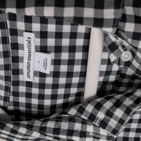 Gingham black & white plaid 3/4 sleeve checkered button up blouse size small - Picture 4 of 10